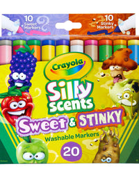 Crayola Silly Scents Sweet & Stinky Scented Markers, 20Count, Washable Markers, Gift for Kids, Age 3, 4, 5, 6
