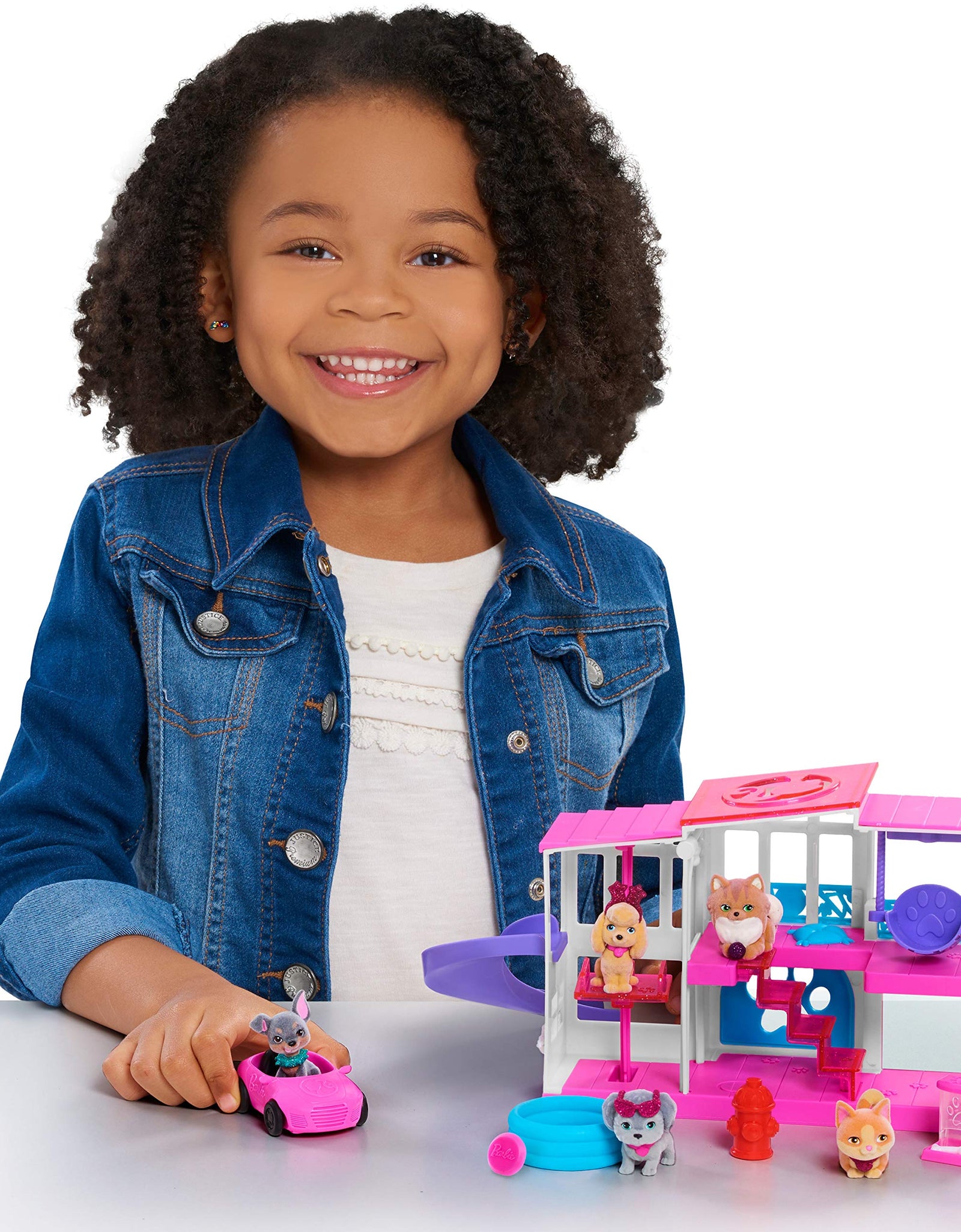 Barbie Pet Dreamhouse 2-Sided Playset, 10-pieces Include Pets and Accessories, by Just Play