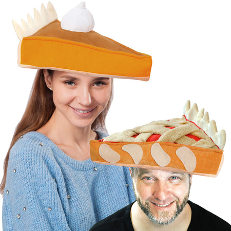Decorative Plush Pumpkin and Apple Pie Hats for Thanksgiving Holiday Costume Dress Up Novelty Party Favor Supplies