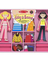 Melissa & Doug Abby and Emma Deluxe Magnetic Wooden Dress-Up Dolls Play Set (55+ pcs)
