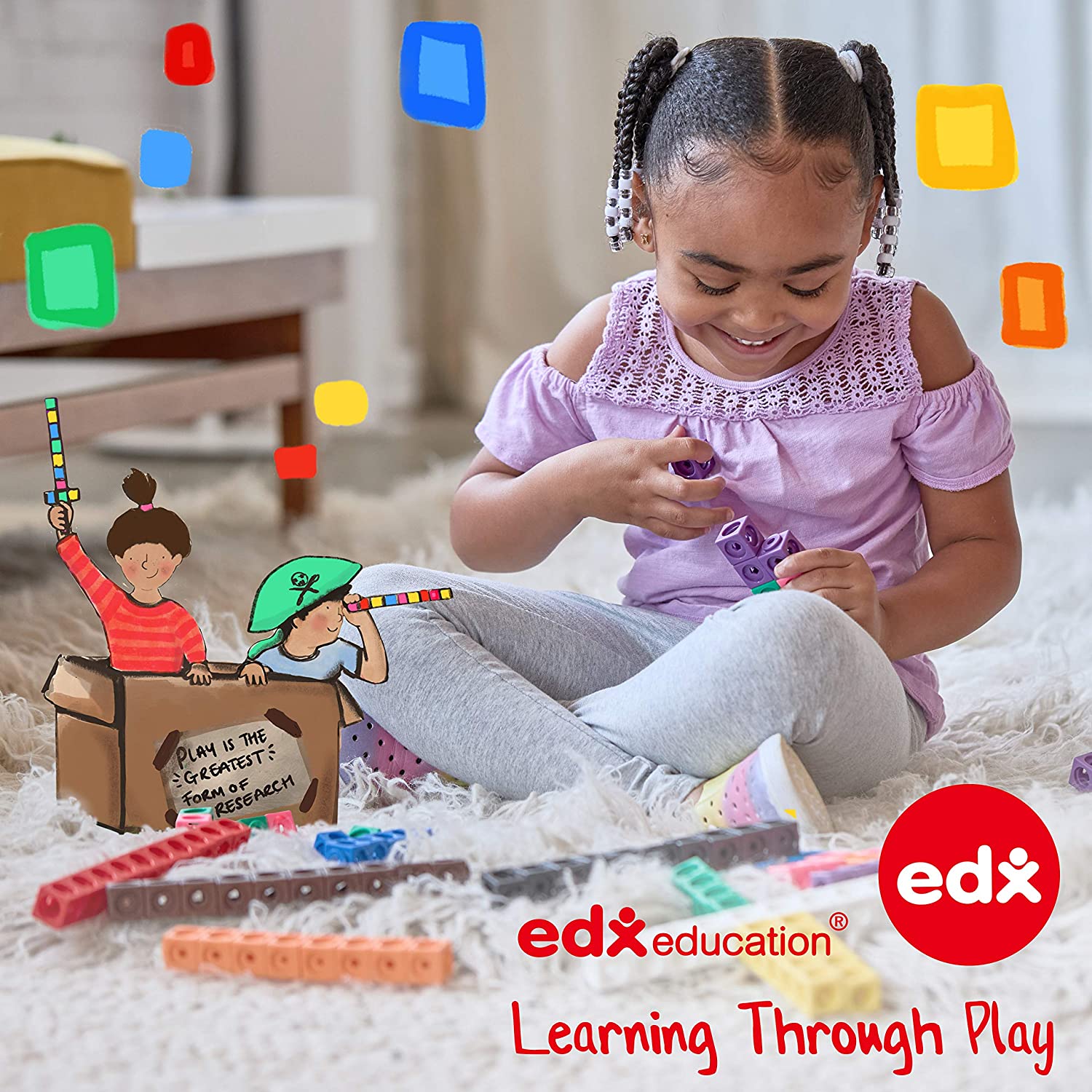 edxeducation Step-a-Trail - 6 Piece Obstacle Course for Kids - Indoor and Outdoor - Build Coordination and Confidence - Physical and Imaginative Play