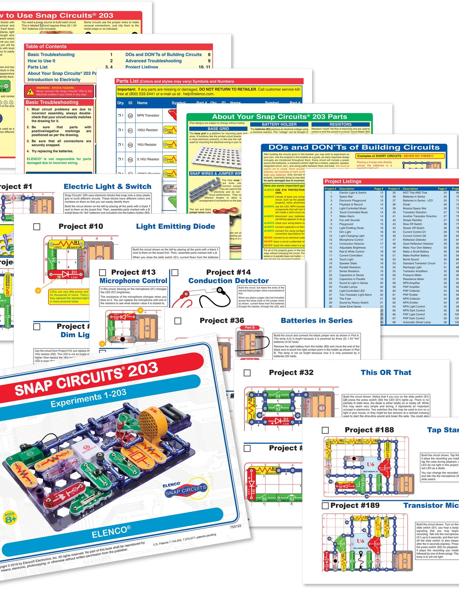 Snap Circuits 203 Electronics Exploration Kit | Over 200 STEM Projects | 4-Color Project Manual | 42 Snap Modules | Unlimited Fun