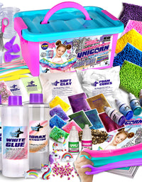 Unicorn Slime Kit for Girls, FunKidz Slime Making Kit Squish Stress Relief Toy Fluffy Cloud Foam Butter Glitter Slime with Unicorn Charms Accessories Supplies for Kids
