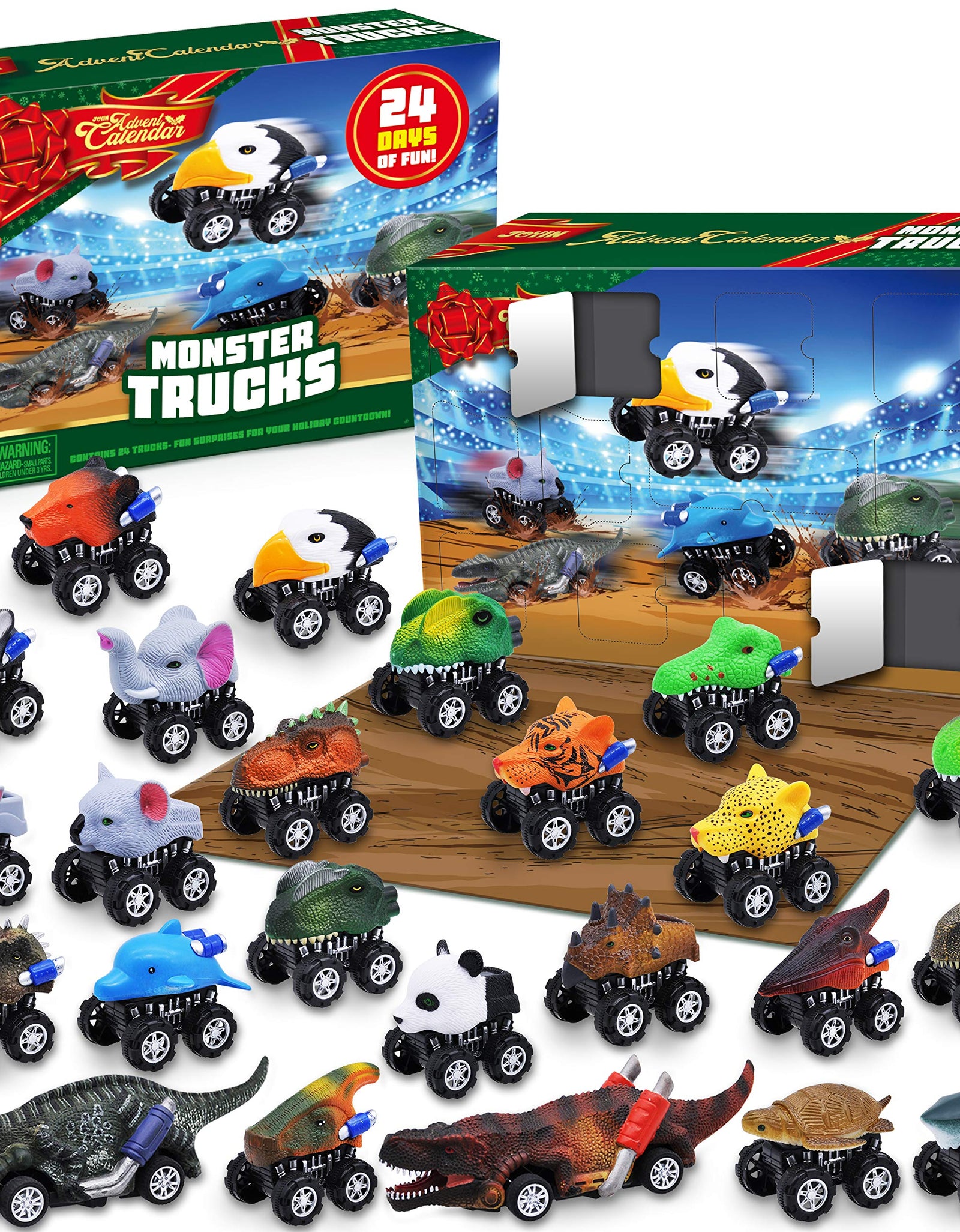 JOYIN 2021 Advent Calendar Kids Christmas 24 Days Countdown Calendar Toys for Kids with Monster Truck Toys Set