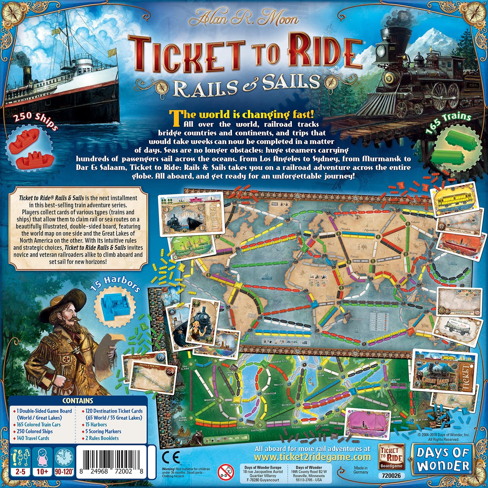 Ticket to Ride Rails & Sails Board Game | Family Board Game | Board Game for Adults and Family | Train Game | Ages 10+ | For 2 to 5 players | Average Playtime 60-120 minutes | Made by Days of Wonder