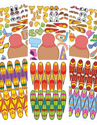 JOYIN 36 PCS Thanksgiving Make-a-Turkey Sticker Crafts for Kids DIY Turkey Stickers with Different Designs Thanksgiving Activities Party Favors
