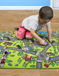 Kids Carpet Playmat Rug City Life Great for Playing with Cars and Toys - Play, Learn and Have Fun Safely - Kids Baby, Children Educational Road Traffic Play Mat, for Bedroom Play Room Game Safe Area
