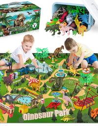 Dinosaur Toys Playset with Activity Play Mat for Kids,Realistic Dinosaur Figures, Trees,Creating a Dino World Including, Birthday Gift for Boys and Girls Ages 3 4 5 6 Years Old
