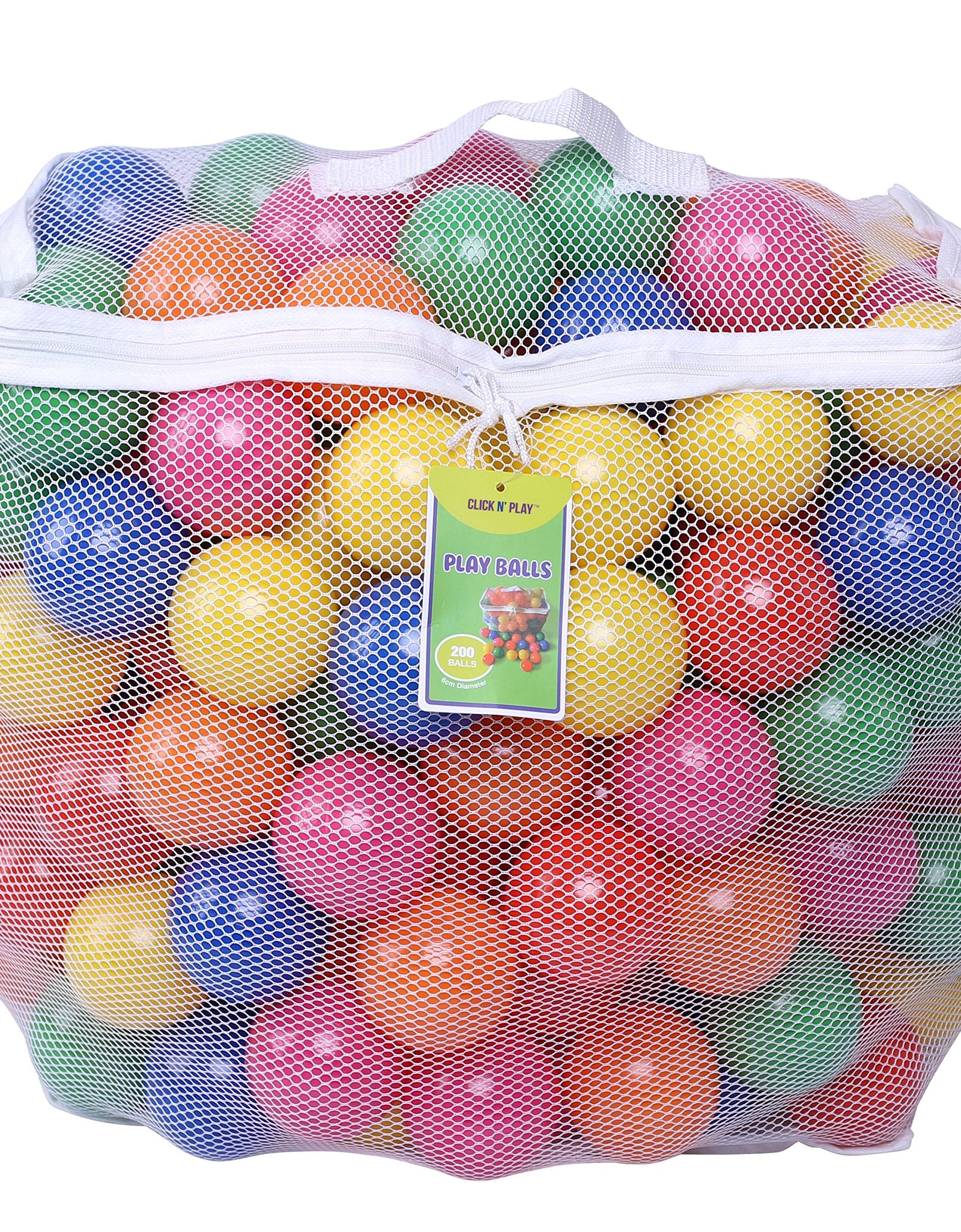 Plastic Ball Pit Balls for Toddlers, Click N' Play Ball Pit Balls 200 Pack, Phthalate and BPA Free, Includes a Reusable Storage Bag with Zipper, Gifts for Toddlers and Kids